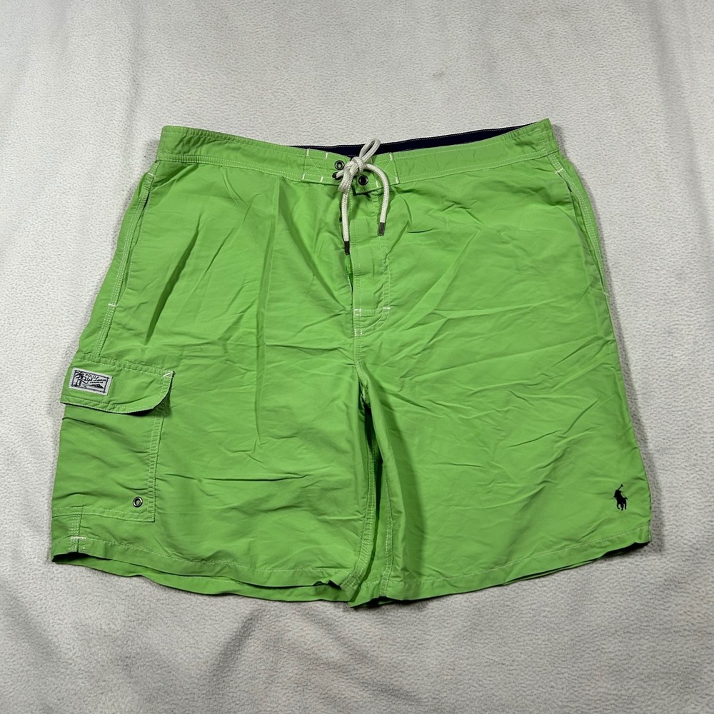 Polo Ralph Lauren Swim Trunks Mens XXL Green Cargo Pocket Mesh Lined Drawstring